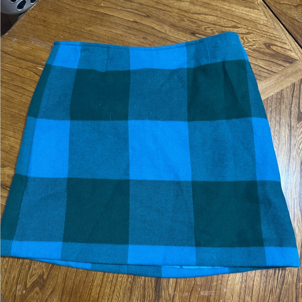 STYLUS Blue and Green Checkered Mini Skirt